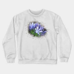 blooming blue flowers, flower, blooms, splash, garden Crewneck Sweatshirt